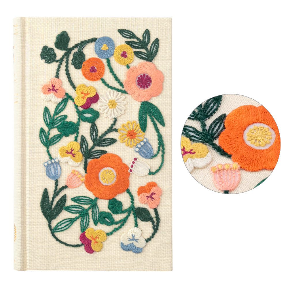 Agenda 5 ans Fleurs brodées beige