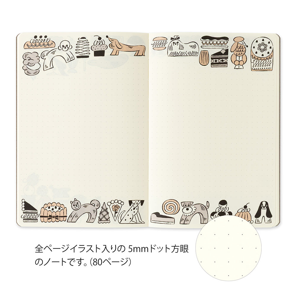 Notebook Yuru Log - Ouverture à plat - Gourmandises et Animaux