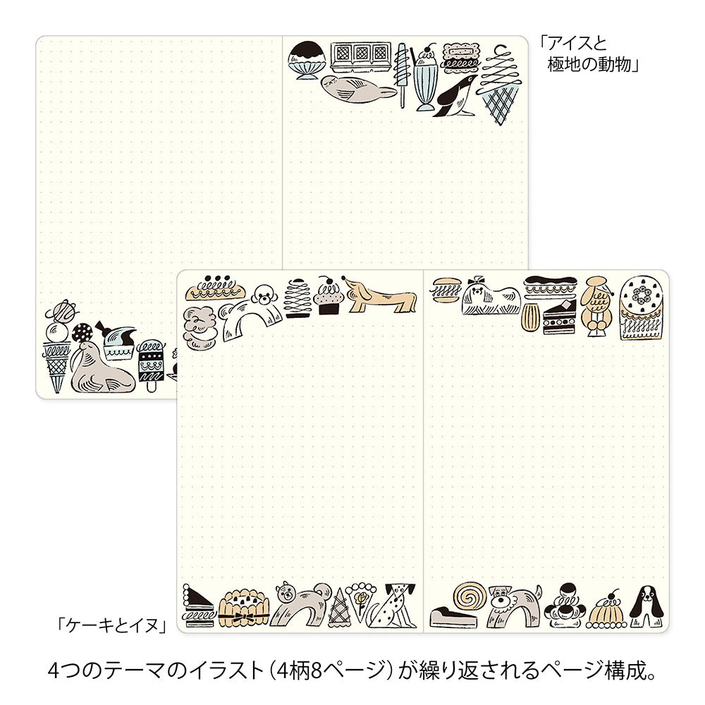 Notebook Yuru Log - Ouverture à plat - Gourmandises et Animaux