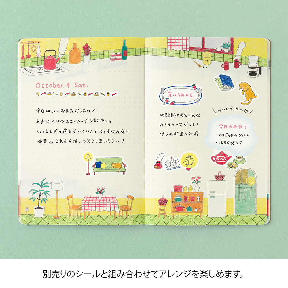 Notebook Yuru Log - Ouverture à plat - Moments du quotidien