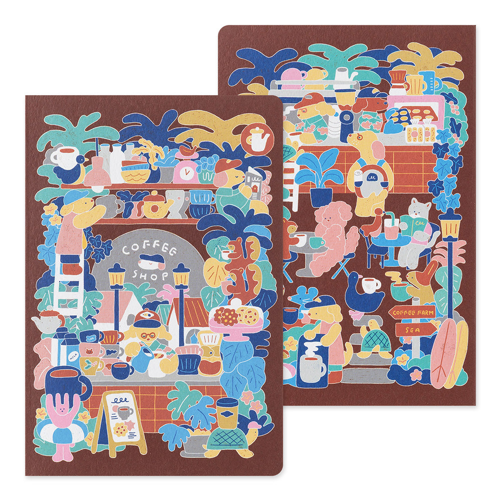 Notebook Yuru Log - Ouverture à plat - Café
