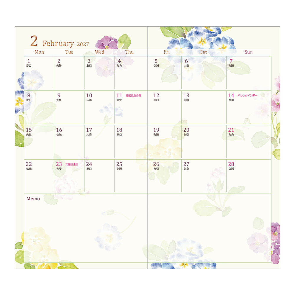 Pocket Diary Slim Country Time Flower 2027