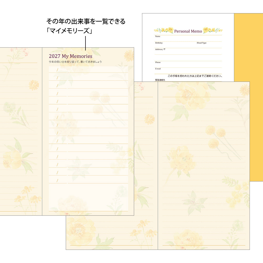 Pocket Diary Slim Country Time Flower 2027