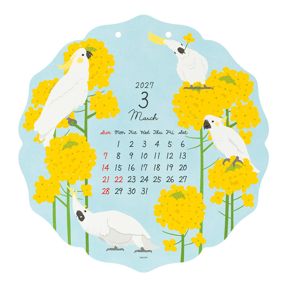 Calendar Wall-Hanging Die-Cut Bird 2027