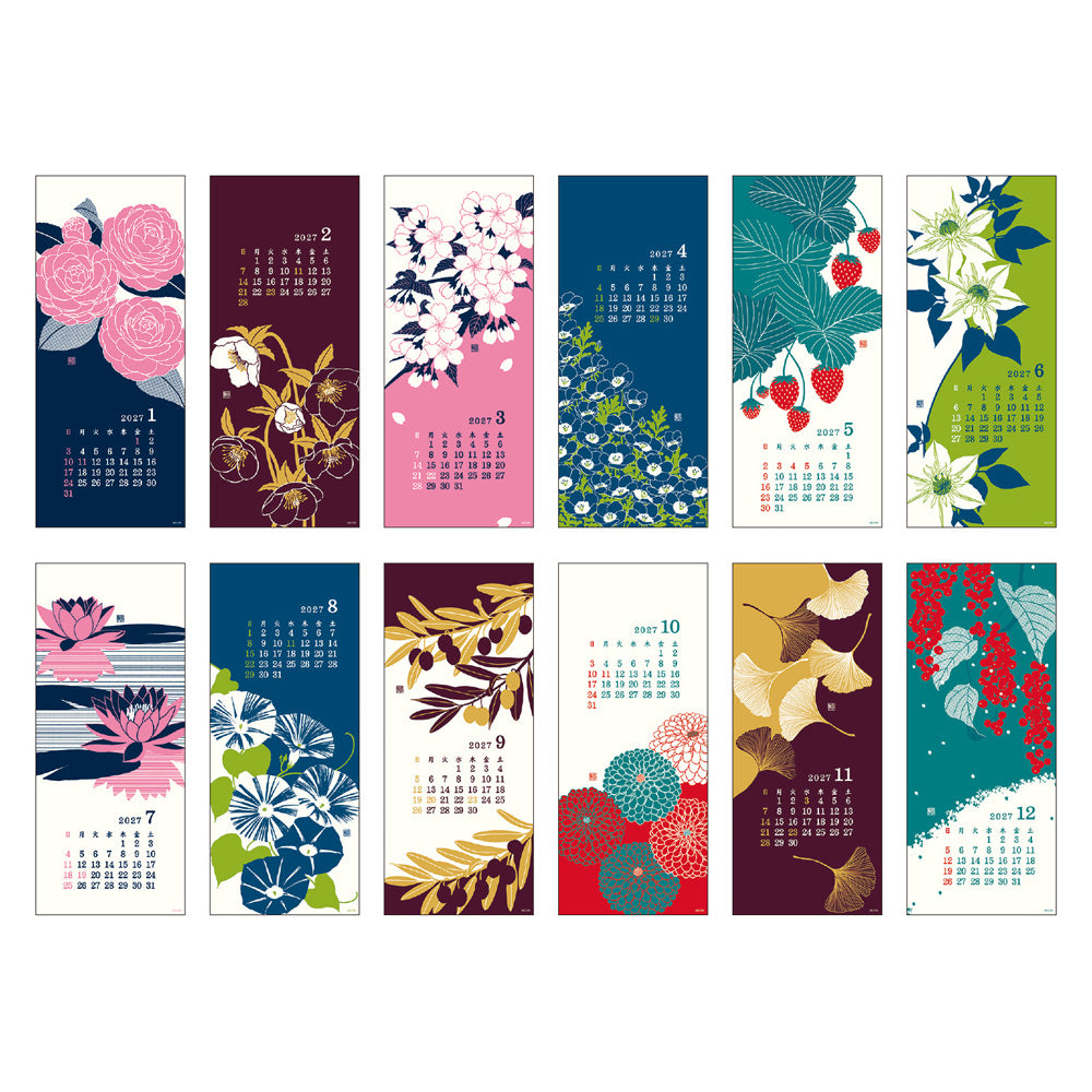 Calendar Wall-Hanging Echizen Washi L Flower 2027