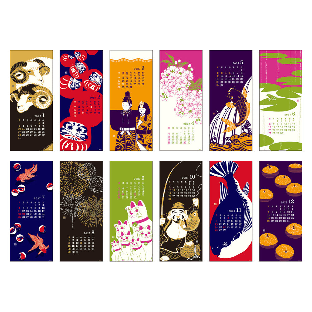 Calendar Wall-Hanging Echizen Washi L Seasonal Tradition 2027