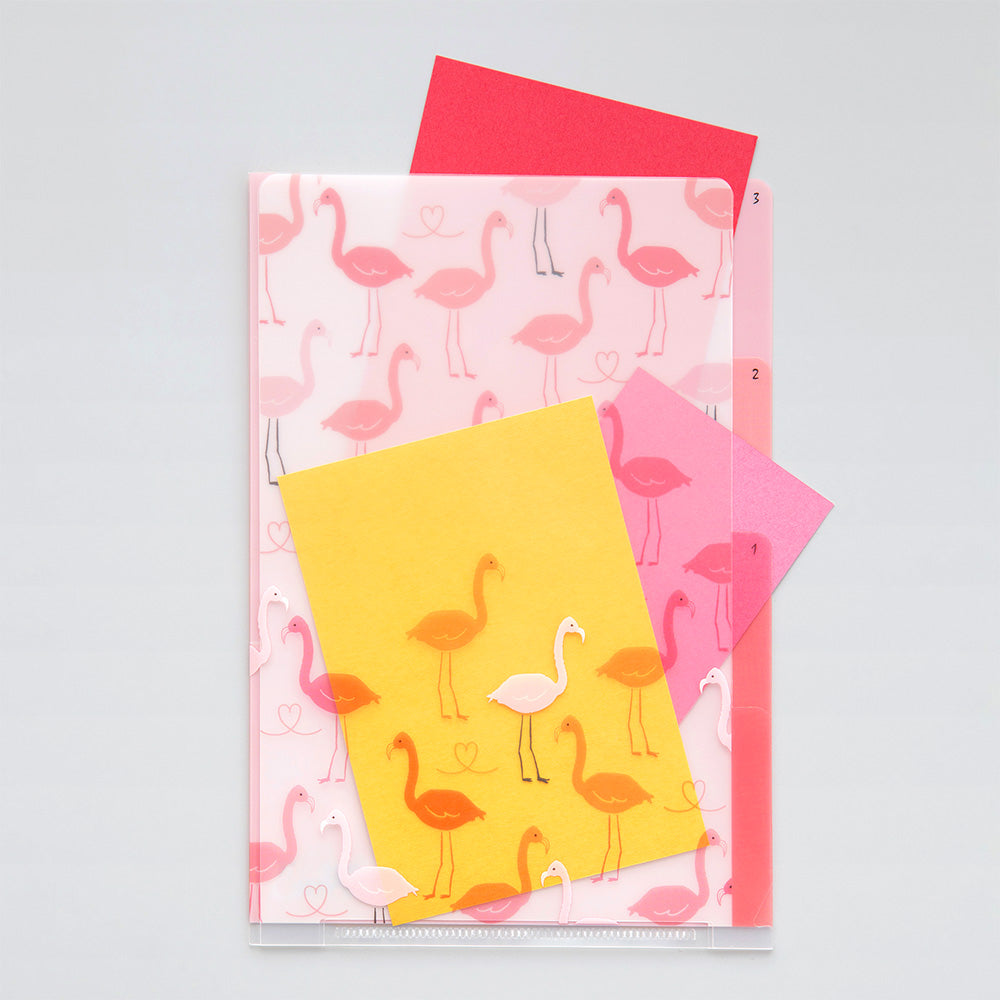 Pochette 3 Onglets A6, Flamant