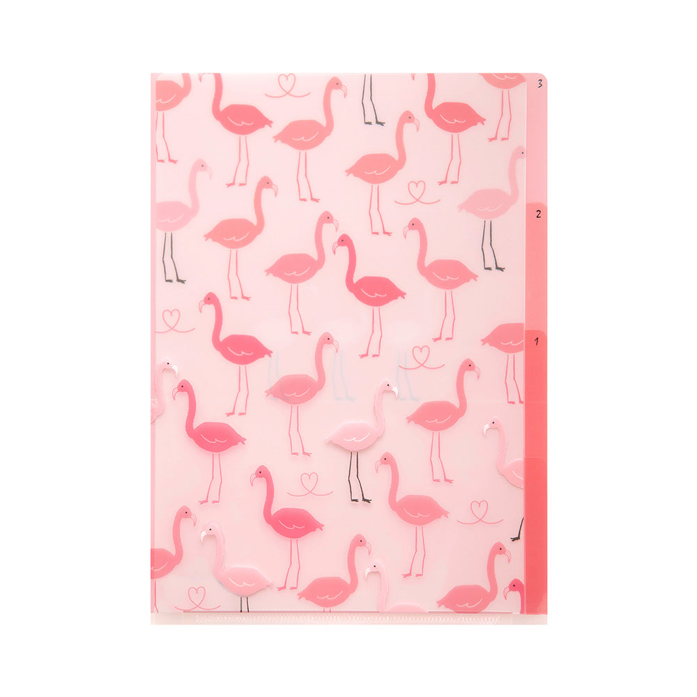 Pochette 3 Onglets A5, Flamant