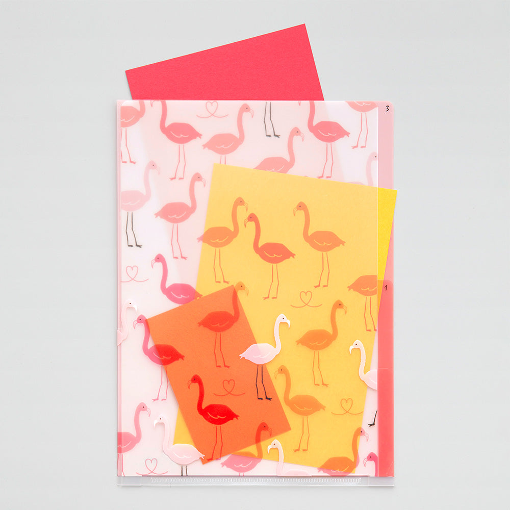 Pochette 3 Onglets A5, Flamant