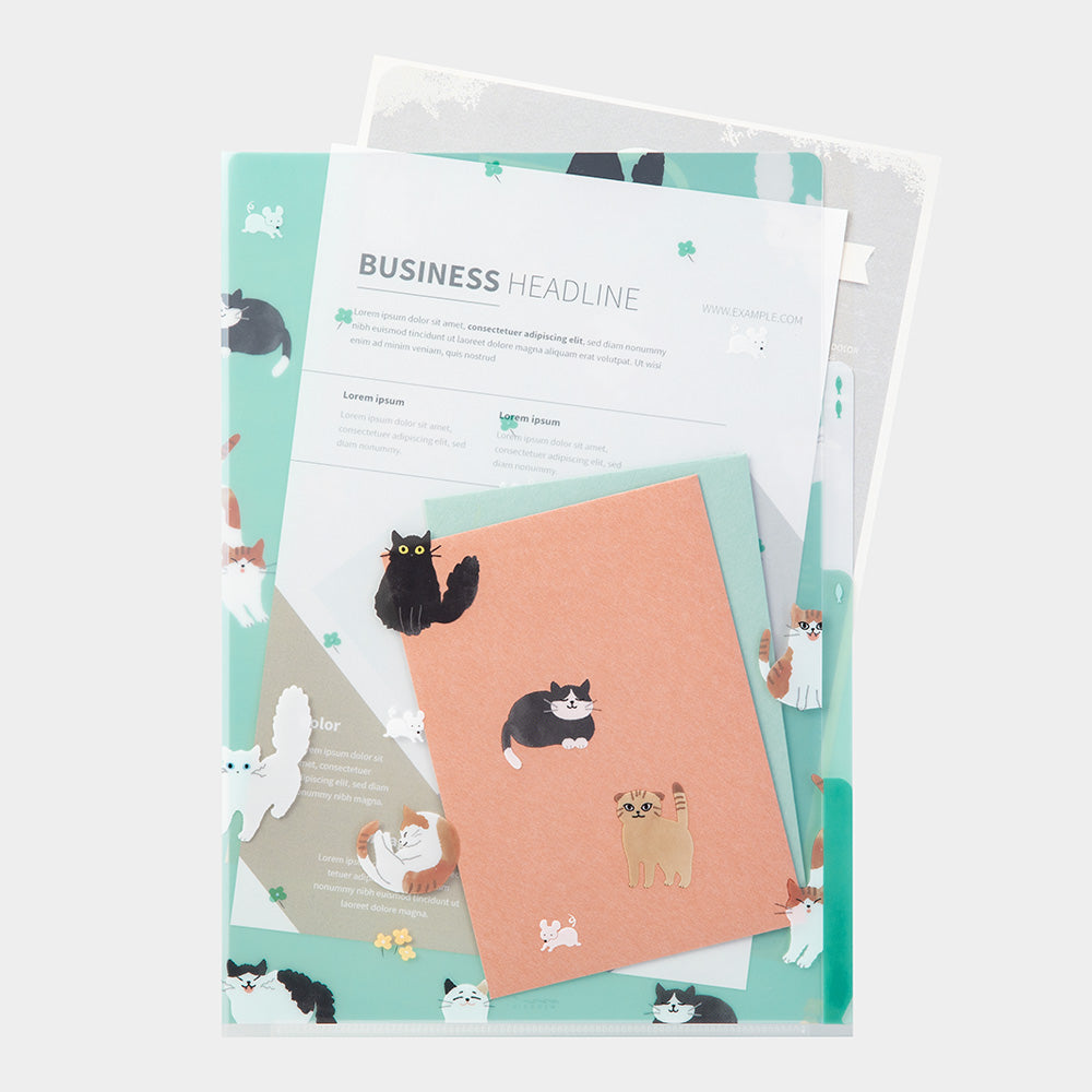 Pochette 3 Onglets A4, Chat