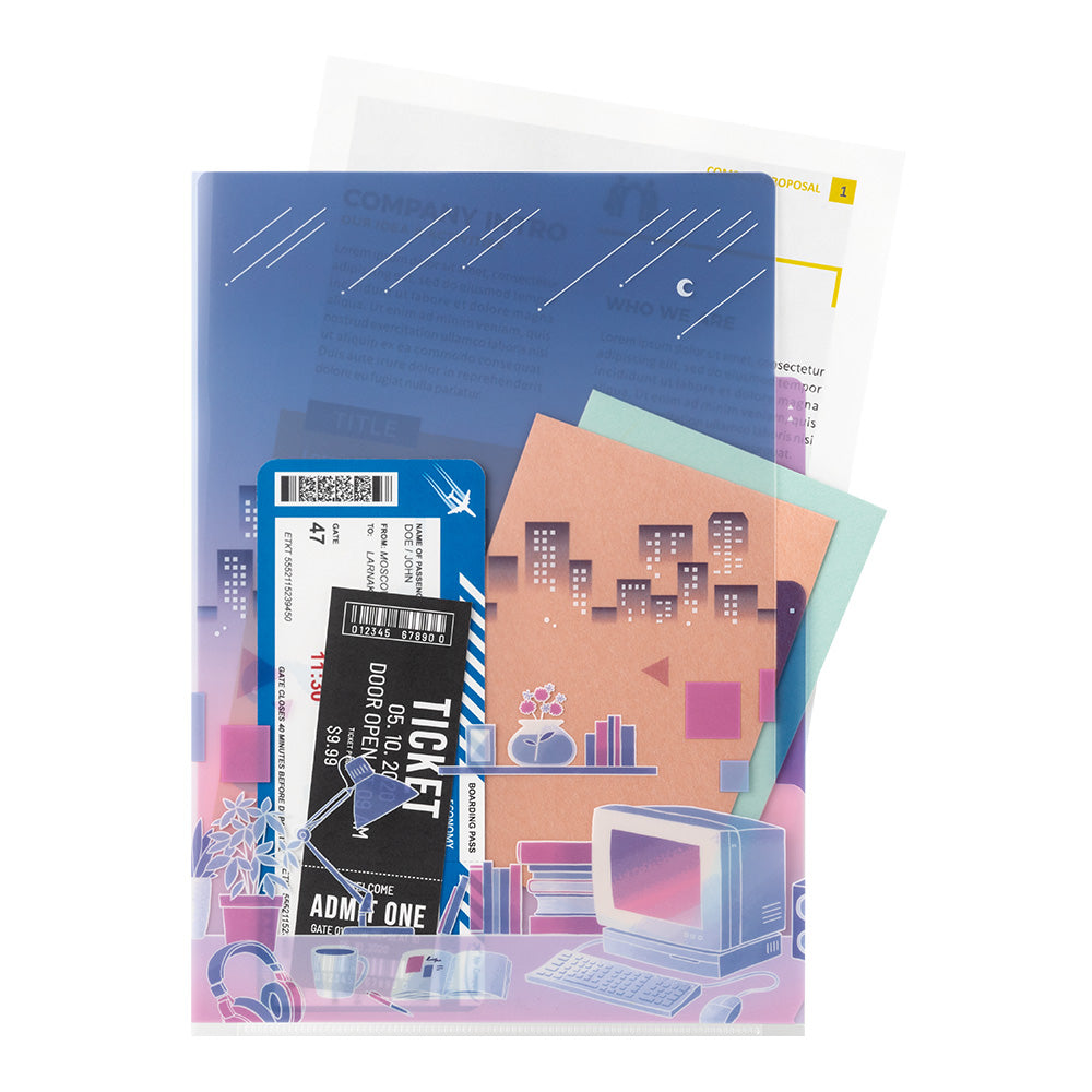 Pochette 3 Onglets A4, City Pop