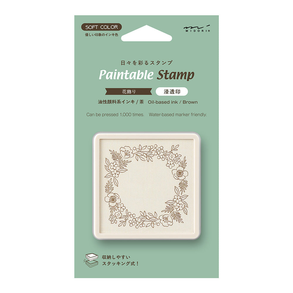 Tampon pré-encré Brun - Fleurs
