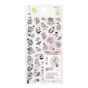 Stickers repositionnables Fleurs monotone, 2 Feuilles