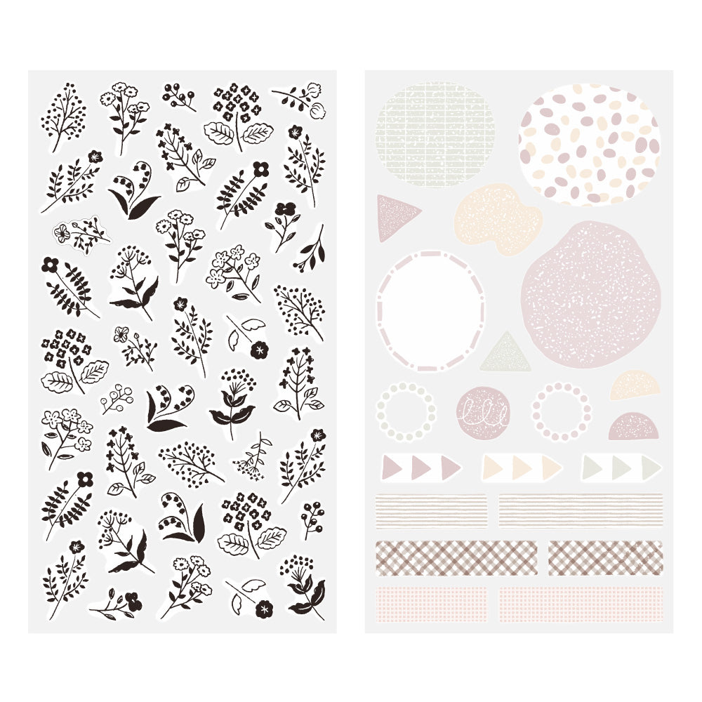 Stickers repositionnables Fleurs monotone, 2 Feuilles