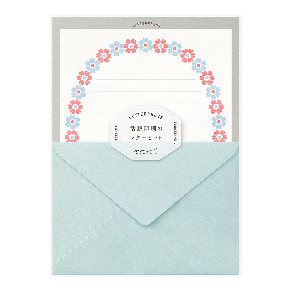 Letter Press, Cadre Fleuri bleu