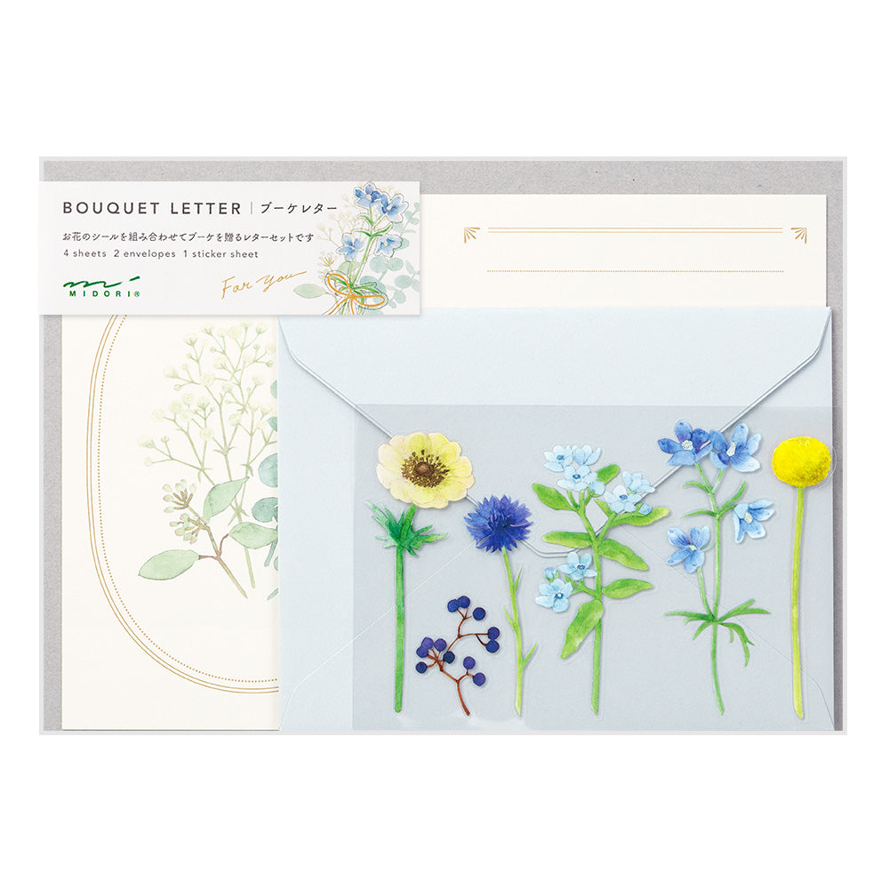 Set lettres bouquet Bleu