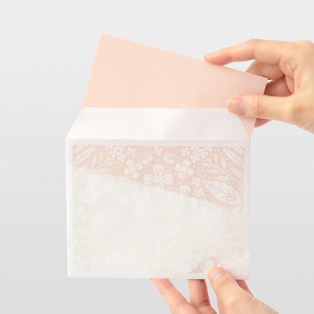 Set papiers et enveloppes en filigrane fleurs Rose