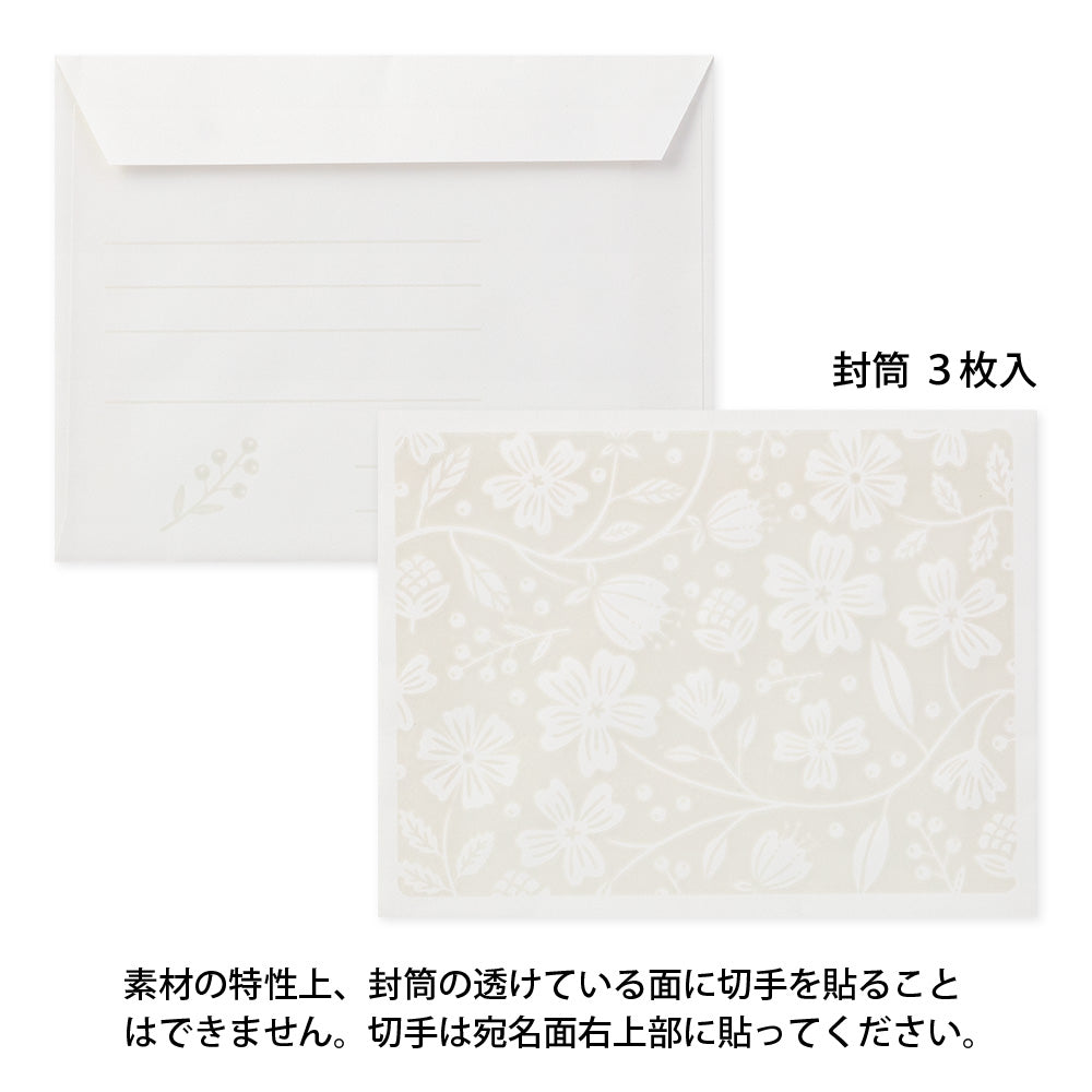 Set papiers et enveloppes en filigrane fleurs bleu