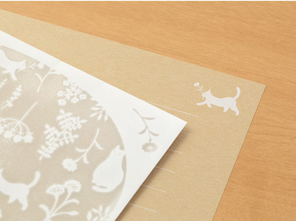 Set papiers et enveloppes en filigrane Chat