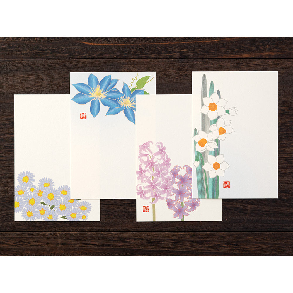 Set Ecriture Lettre Fleurs Saisonnières Bleu