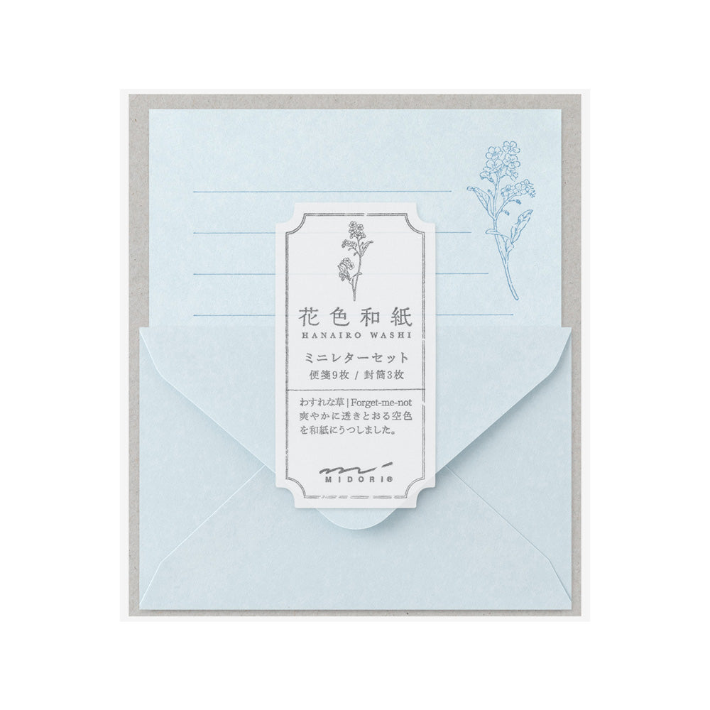 Mini Letter Set Washi Hanairo Bleu
