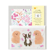 Mini Enveloppes / Papier à lettres; Stickers Chiens Fleurs