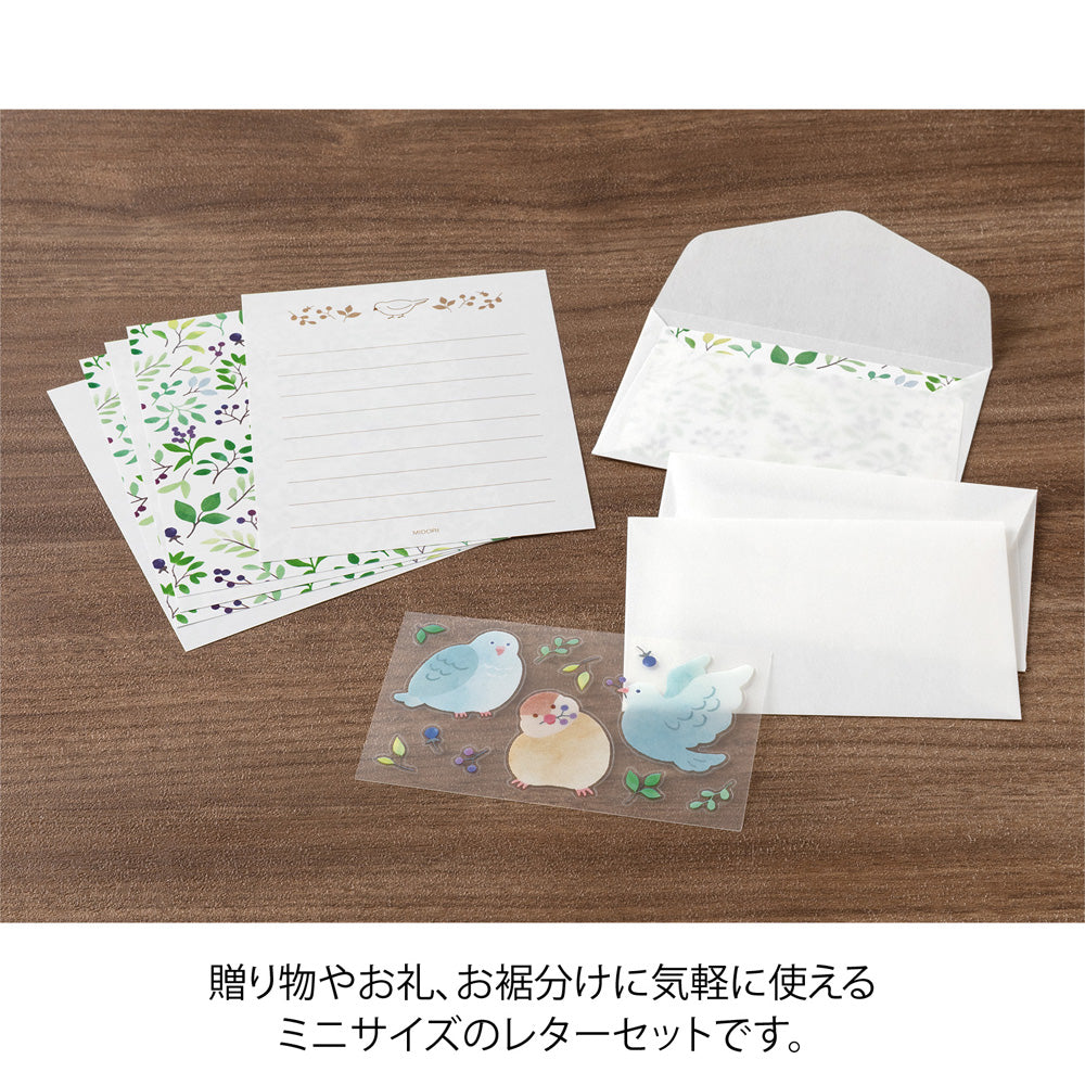 Mini Enveloppes / Papier à lettres; Stickers Oiseaux Baies