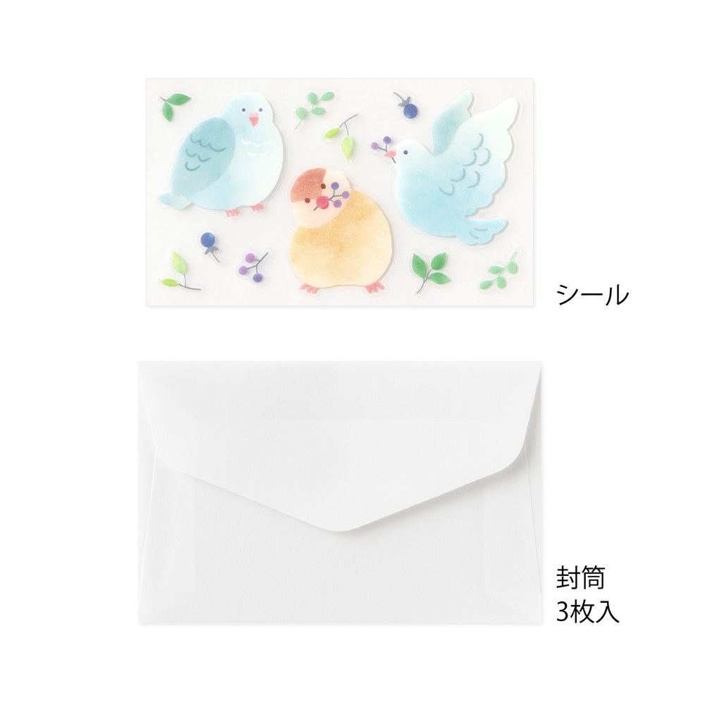 Mini Enveloppes / Papier à lettres; Stickers Oiseaux Baies