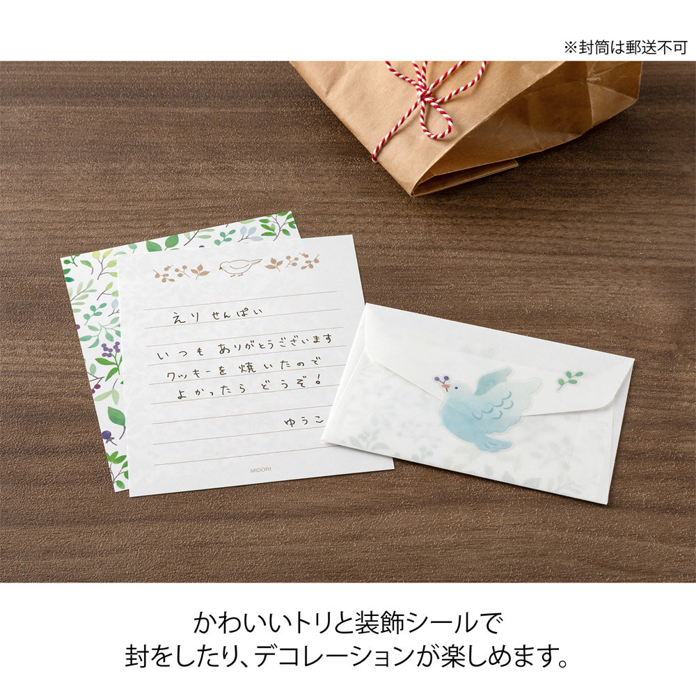 Mini Enveloppes / Papier à lettres; Stickers Oiseaux Baies