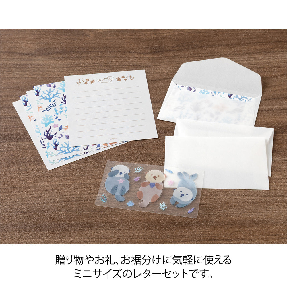Mini Enveloppes / Papier à lettres; Stickers Loutres Coquillages