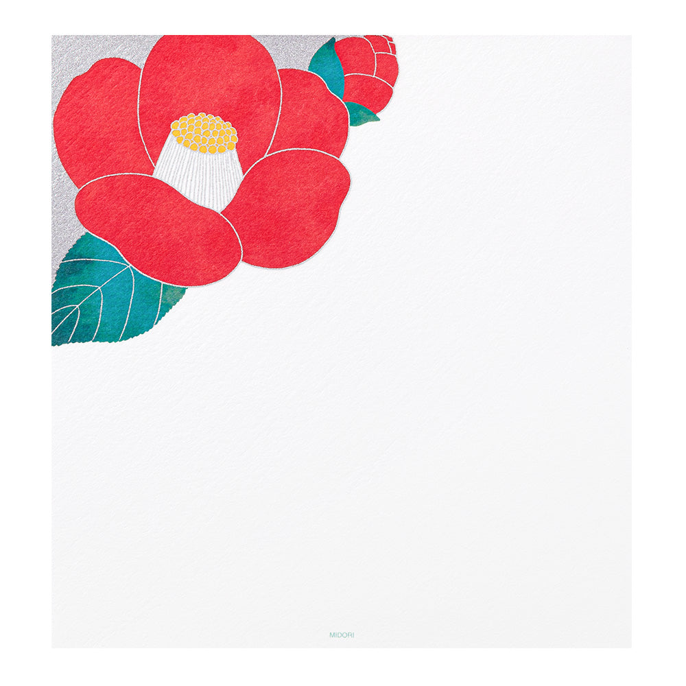 Papier à Lettres, Camélia Rouge et Blanc