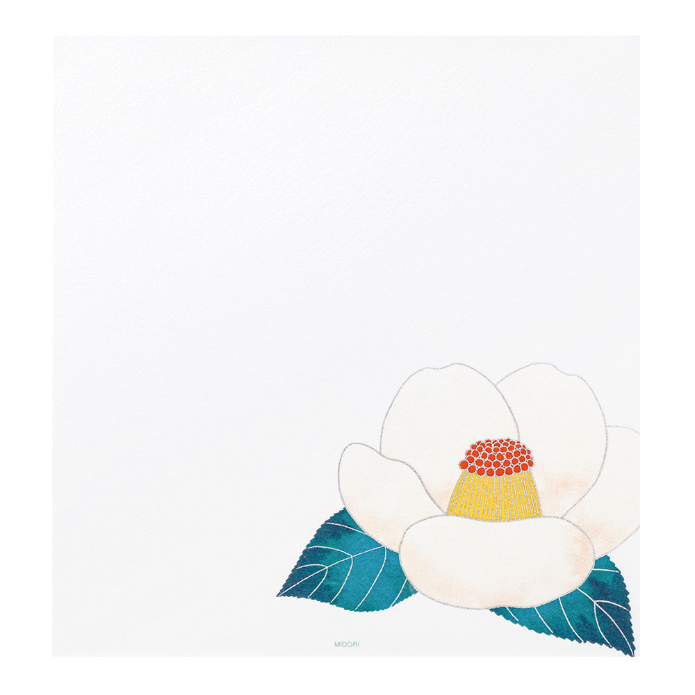 Papier à Lettres, Camélia Rouge et Blanc