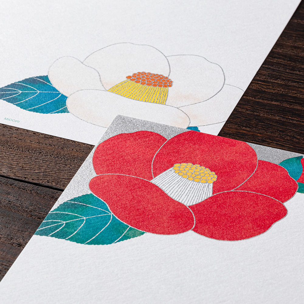 Papier à Lettres, Camélia Rouge et Blanc