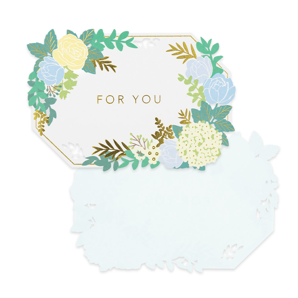 Carte découpe laser Fleur bleu