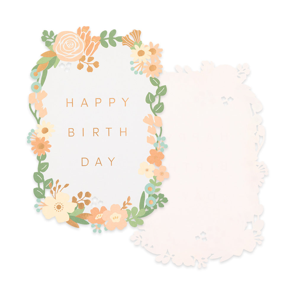 Carte découpe laser Anniversaire fleuris