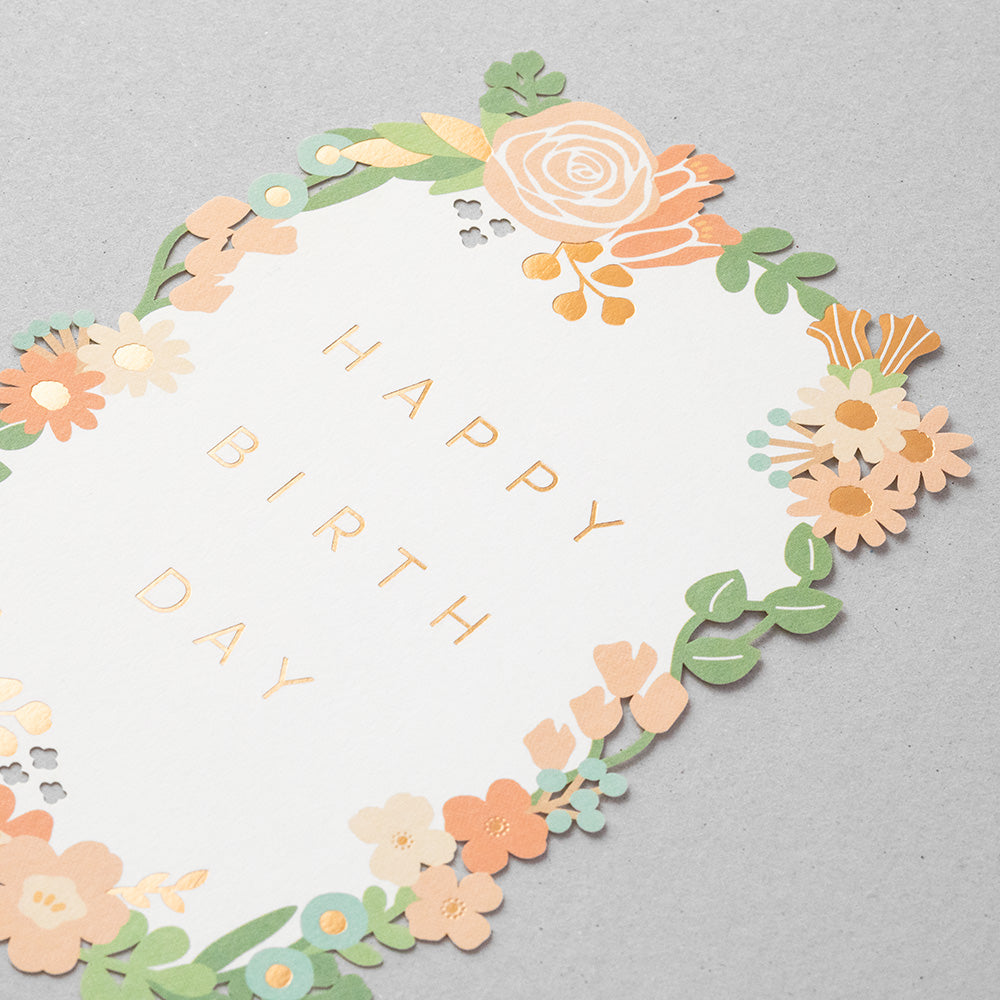 Carte découpe laser Anniversaire fleuris