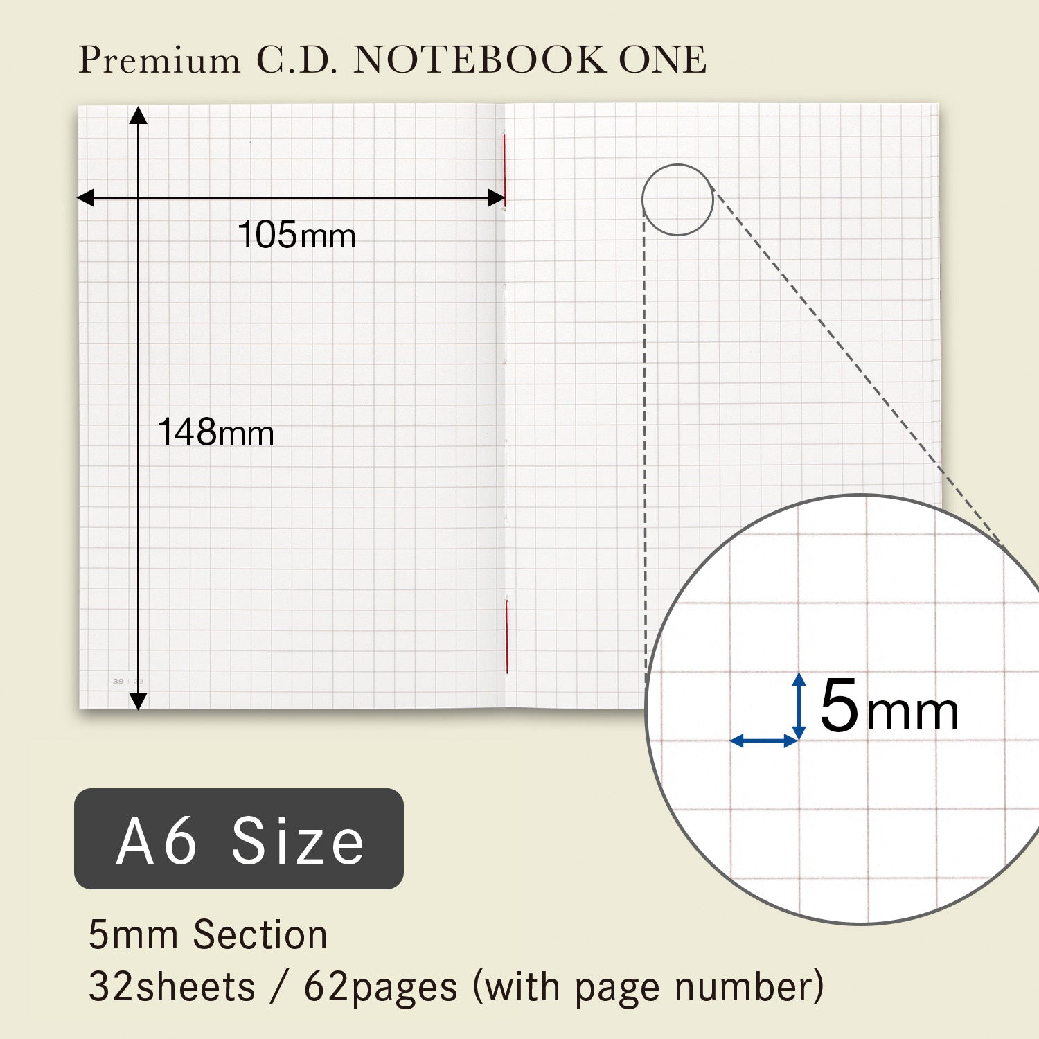 Cahier Apica Premium C.D One A6 Quadrillé