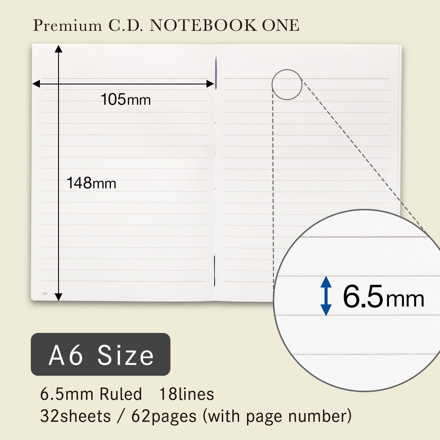 Cahier Apica Premium C.D One A6 Ligné