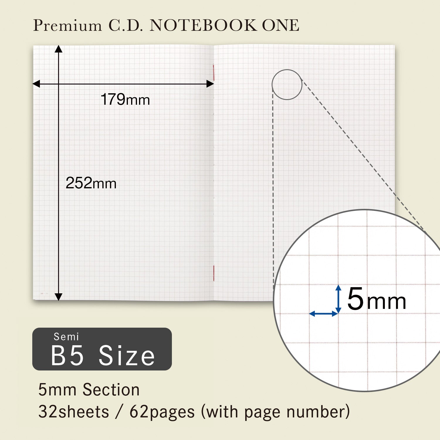 Cahier Apica Premium C.D One B5 Quadrillé