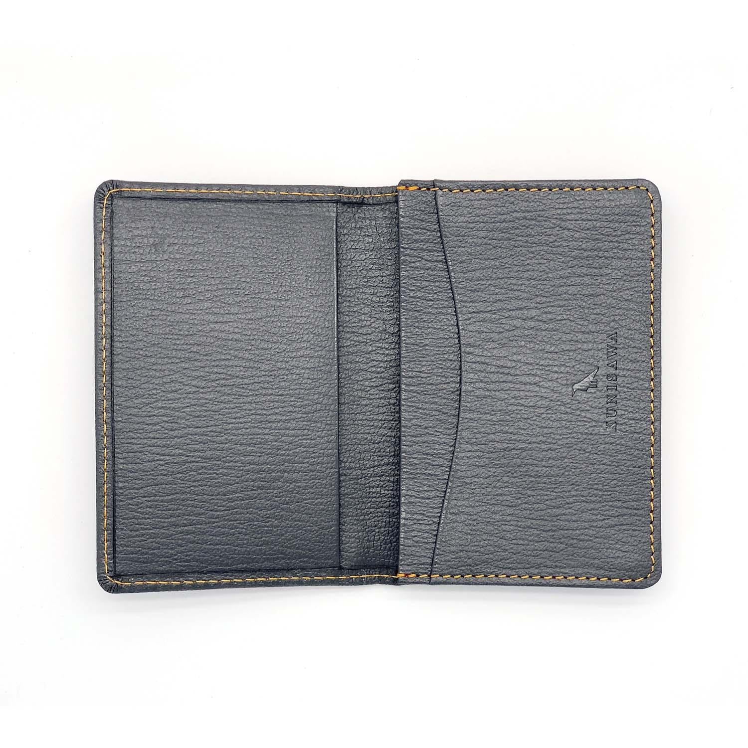 Find Card Case Goat Shrink Leather Custom Grey
