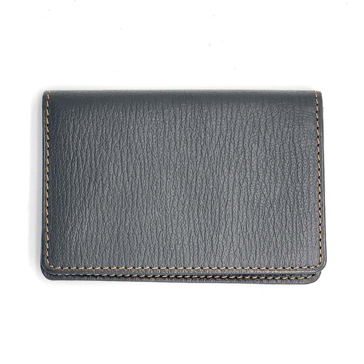 Find Card Case Goat Shrink Leather Custom Grey