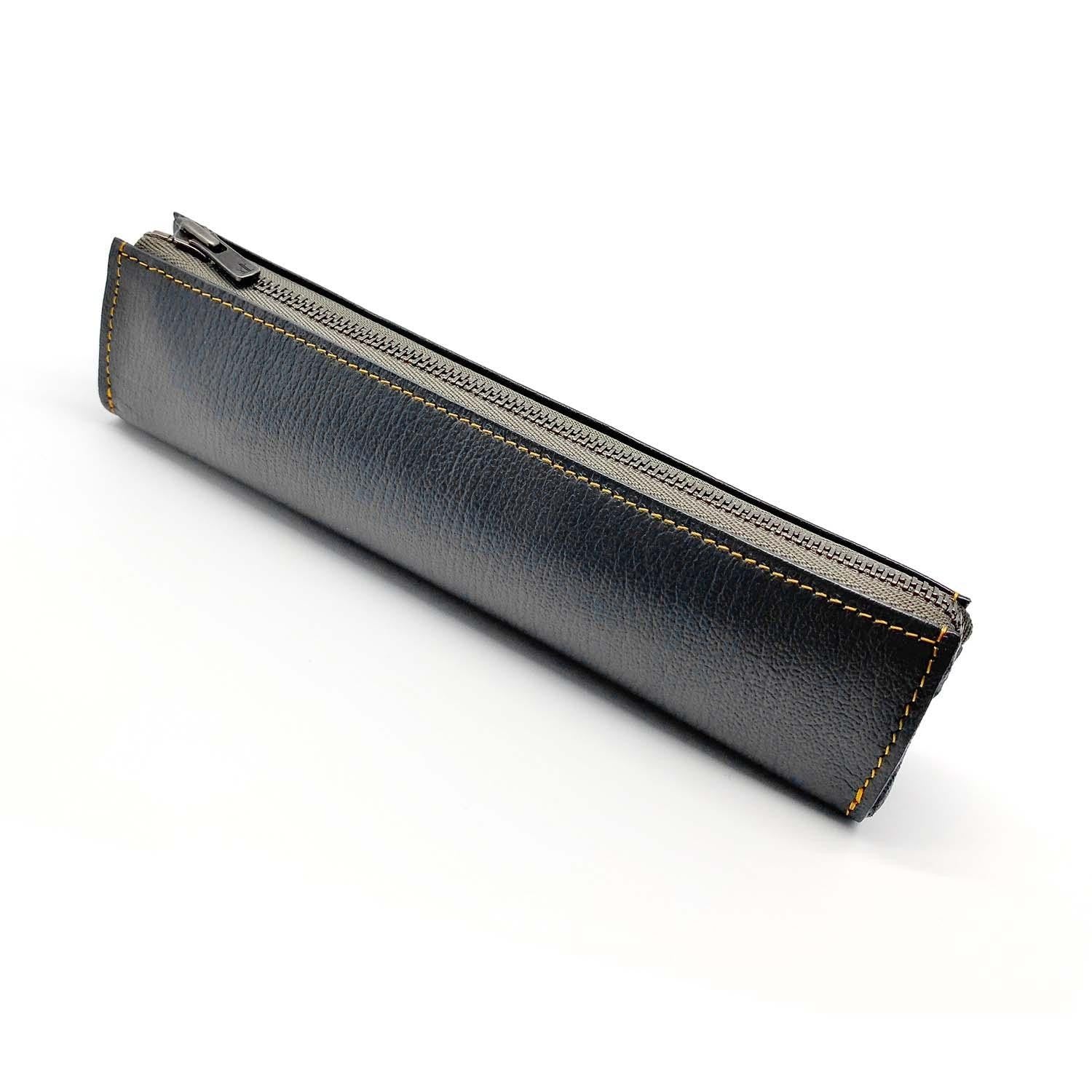 Find Pen Case Goat Shrink Leather Custom Grey